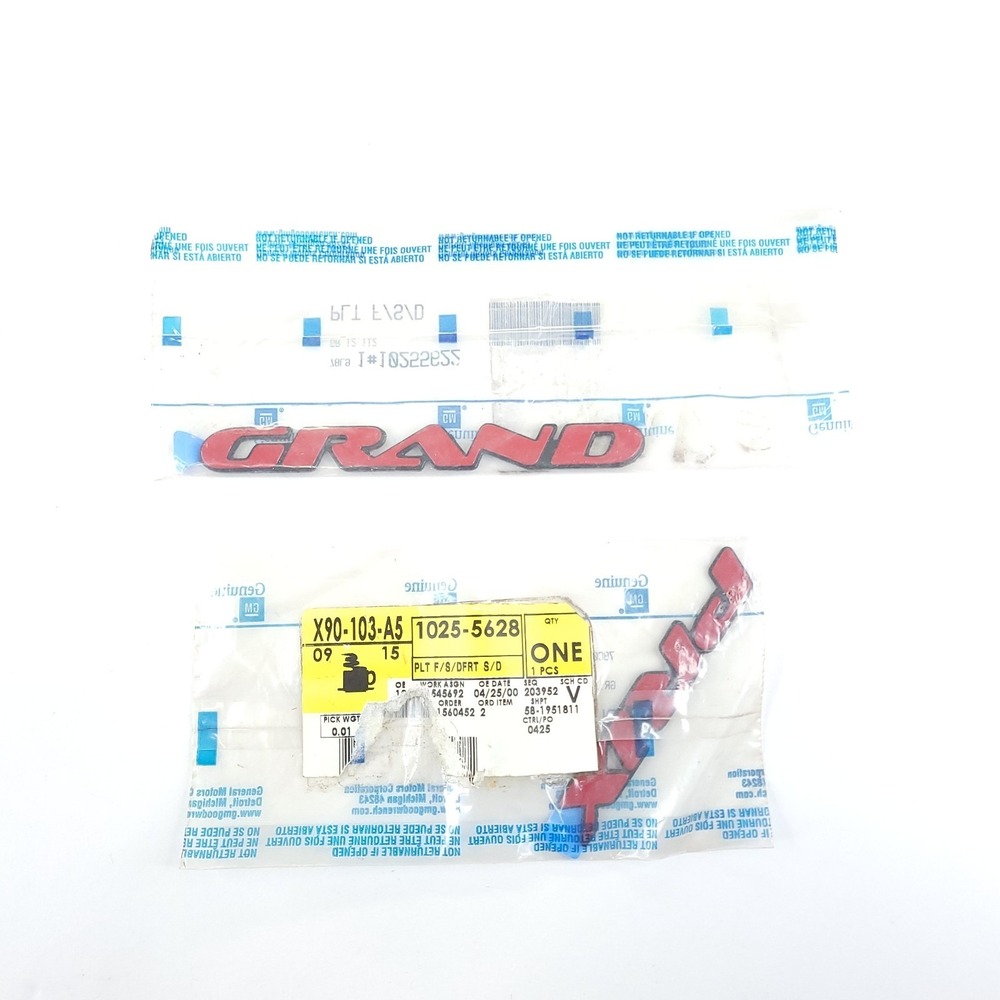 1997-2003 Pontiac "Grand Prix" Red Door Name Plates New OEM 10255622 10255628